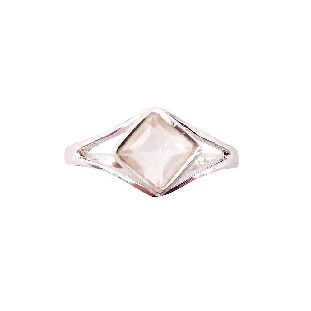 Bague Quartz Rose "Elisabeth" en Argent 925 – Cabochon Carré