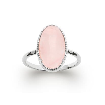 Bague Quartz Rose "Judith" – Cabochon Ovale | Argent 925 | Alchimie Concept France