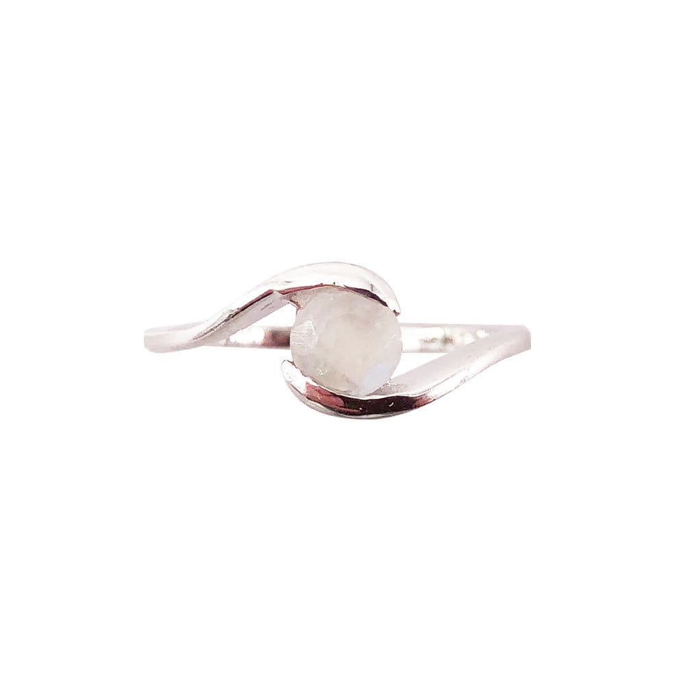 Bague Pierre de Lune "Doriane" en Argent 925 – Cabochon Rond Facetté