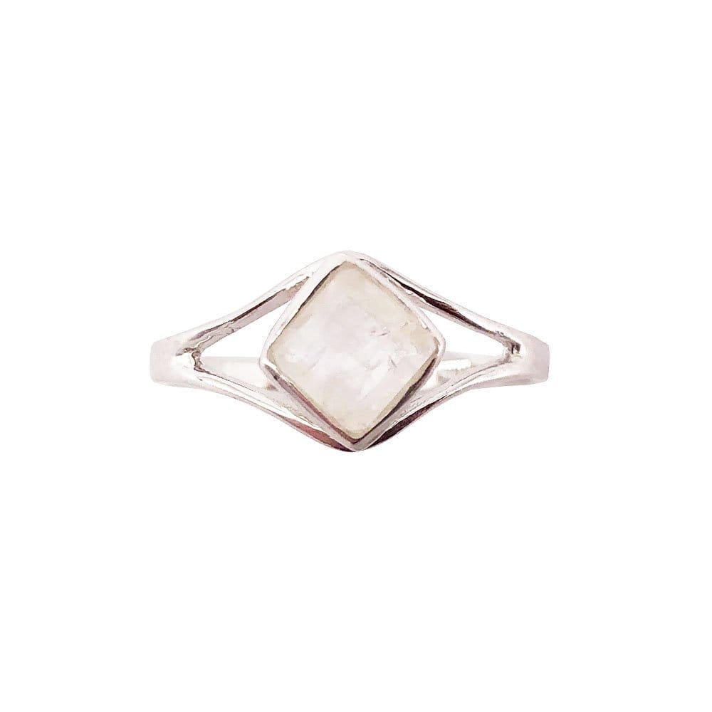 Bague Pierre de Lune "Elisabeth" en Argent 925 – Cabochon Carré