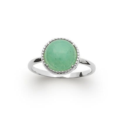 Bague Aventurine "Constantine" | Argent 925 | Cabochon Rond | Pierre Naturelle