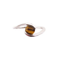 Bague Œil de Tigre "Doriane" en Argent 925 | Cabochon Rond Facetté – Pierre de Protection