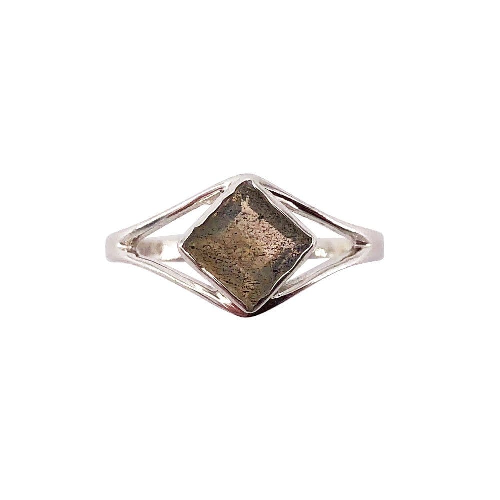 Bague Labradorite "Elisabeth" en Argent 925 | Cabochon Carré – Pierre des Empathes aux Reflets Magiques