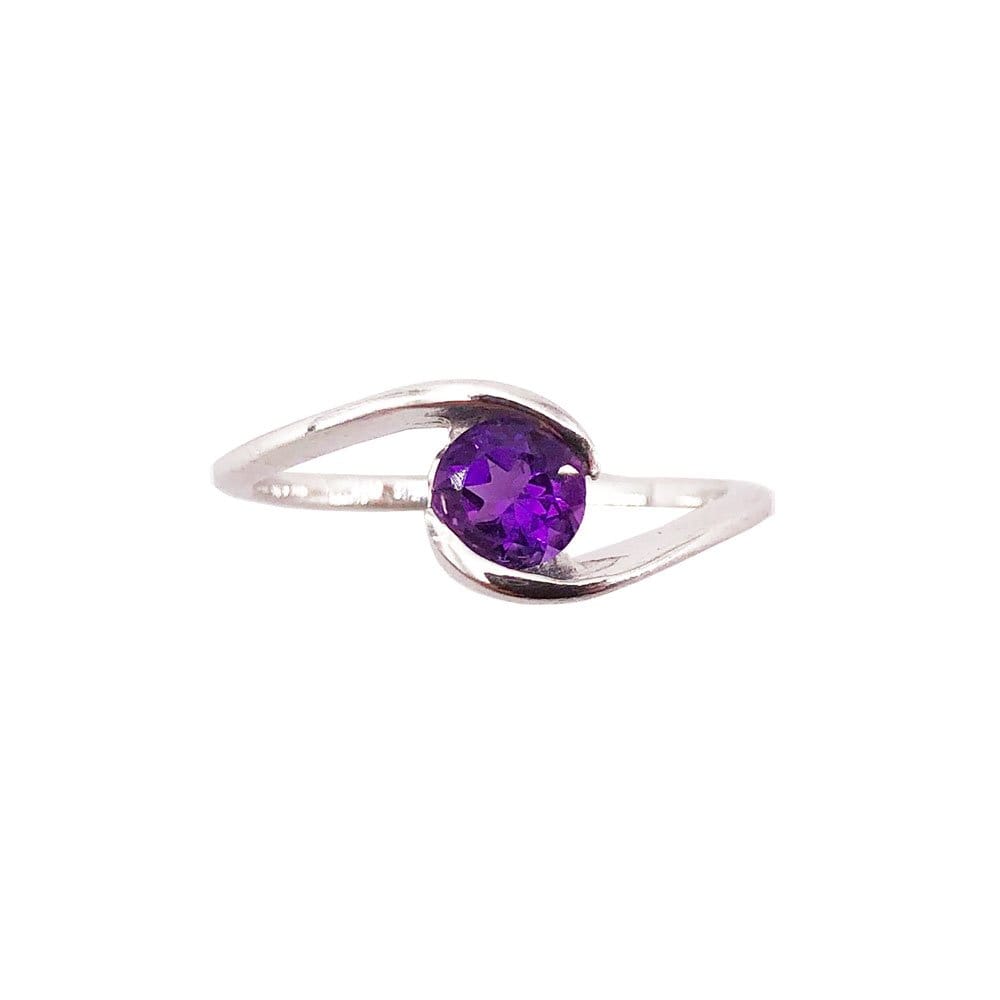Bague Améthyste Doriane – Argent 925 Cabochon Rond Facetté | Lithothérapie