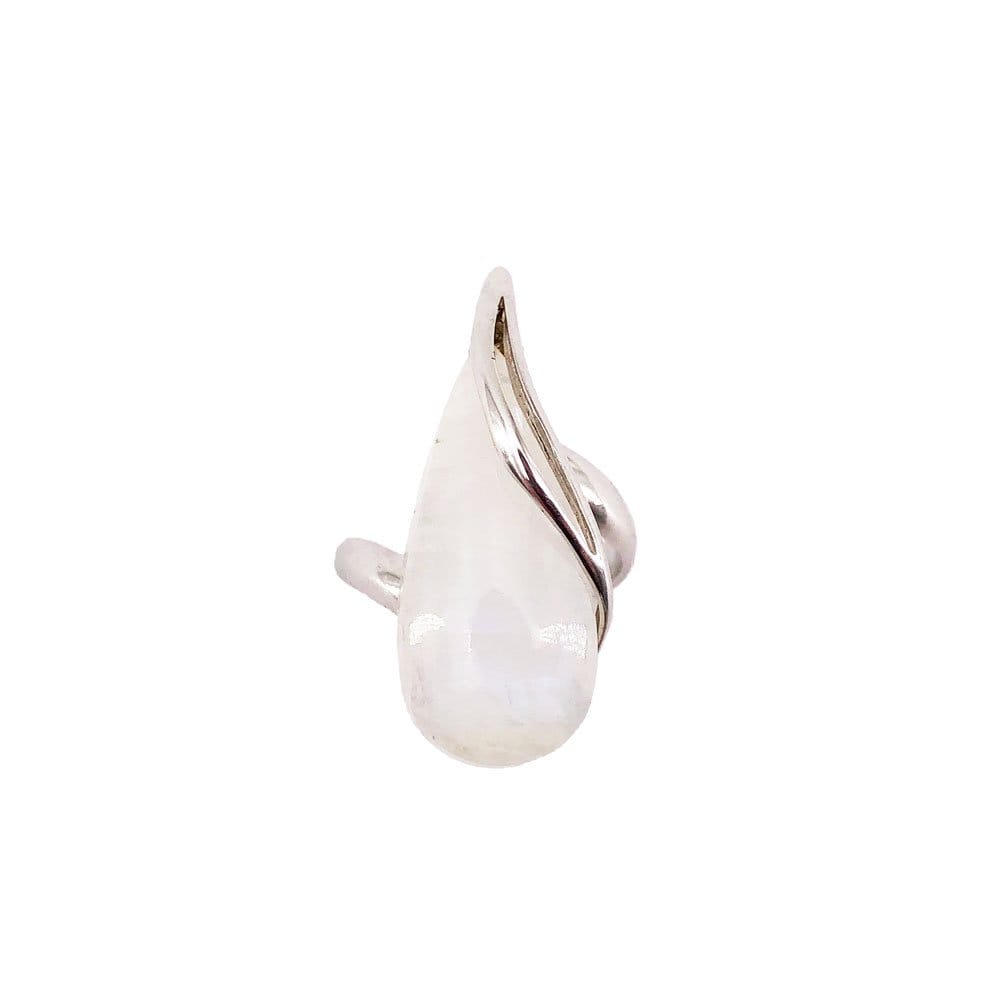 Bague Pierre de Lune "Colombe" en Argent 925 | Cabochon Goutte – Pierre Sacrée de Féminité et d'Intuition