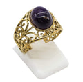 Bague Inox Pince Améthyste | Bague Ajustable Acier Inoxydable & Pierre Naturelle