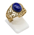 Bague Inox Pince Lapis Lazuli | Bague Ajustable Acier Inoxydable & Pierre Naturelle