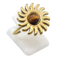 Bague Soleil Œil de Tigre – Acier Inoxydable Ajustable | Pierre Naturelle