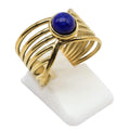 Bague Pince Dorée Lapis Lazuli – Acier Inoxydable Ajustable | Pierre Naturelle