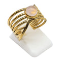 Bague Pince Dorée Quartz Rose – Acier Inoxydable Ajustable | Pierre Naturelle