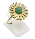 Bague Soleil Aventurine Verte – Acier Inoxydable Ajustable | Pierre Naturelle