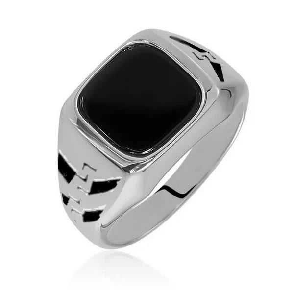 Bague Chevalière Acier Inoxydable 316 Noir et Argenté | 12 mm