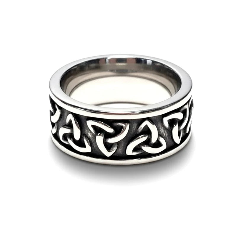 Bague Acier Inoxydable Motif Tribal Gravé | 10 mm