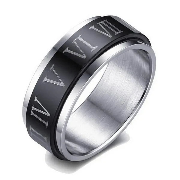 Bague Acier Inoxydable 316 Chiffres Romains Tournants | 8 mm