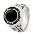 Bague Chevalière Acier 316 Argenté – Diamant CZ Noir | 2 cm