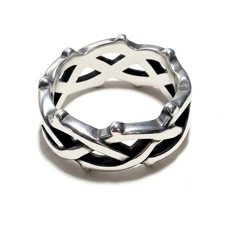 Bague Chevalière Acier Inoxydable Motif Os Entrelacés | 8 mm