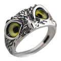 Bague Acier Inoxydable 316 Tête de Hibou Yeux Jaunes | 10 mm