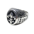 Bague Chevalière Acier Inoxydable Motif Fleur de Lys | 18 mm