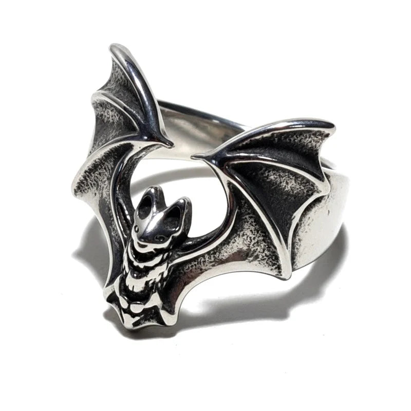 Bague Acier Inoxydable Motif Chauve-Souris Gothique | 22 mm