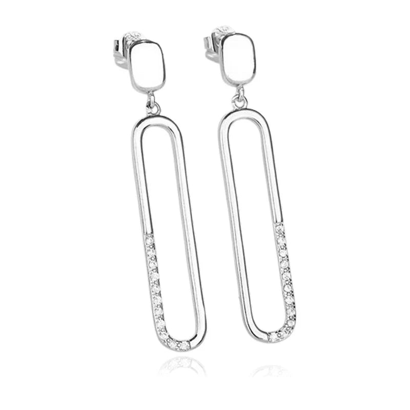 Boucles d'Oreilles Ellie Pendantes | Argent 925 Poinçon Certifié | Zirconium | Élégance & Mouvement