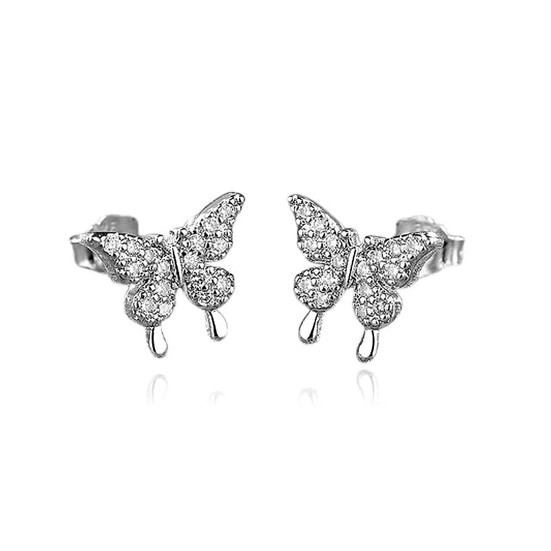 Boucles d'Oreilles Argent 925 Papillon & Zirconium | Certifiées Poinçon | Bijou Femme Intemporel
