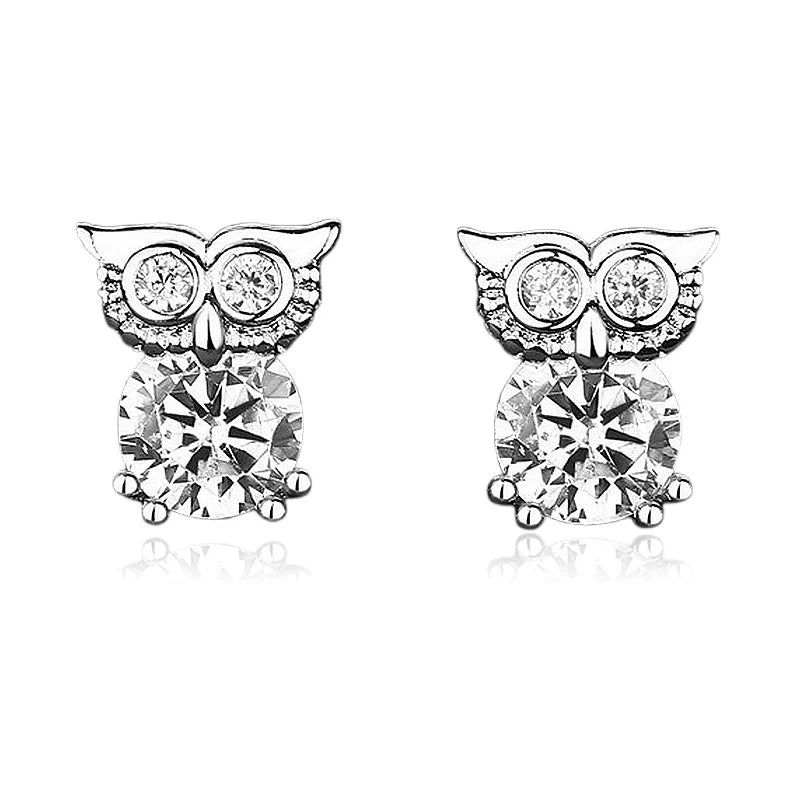 Boucles d'Oreilles Chouette – Argent 925 & Zirconium | Sagesse, Raffinement & Style Unique