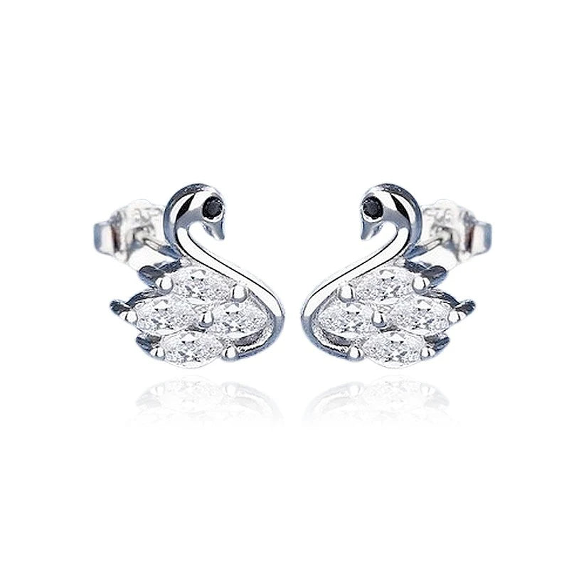 Boucles d'Oreilles Cygne – Argent 925 & Zirconium | Grâce, Raffinement & Élégance Intemporelle
