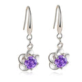 Boucles d'Oreilles Argent 925 Motif Floral & Zirconium | Certifiées Poinçon | Bijou Femme Luxe Tombantes