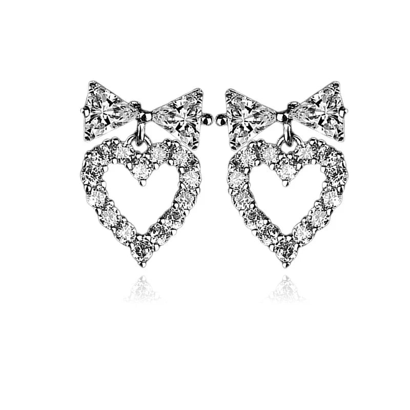 Boucles d'Oreilles Symbole d'Amour | Argent 925 Poinçon Certifié | Zirconium | Élégance & Amour Intemporel