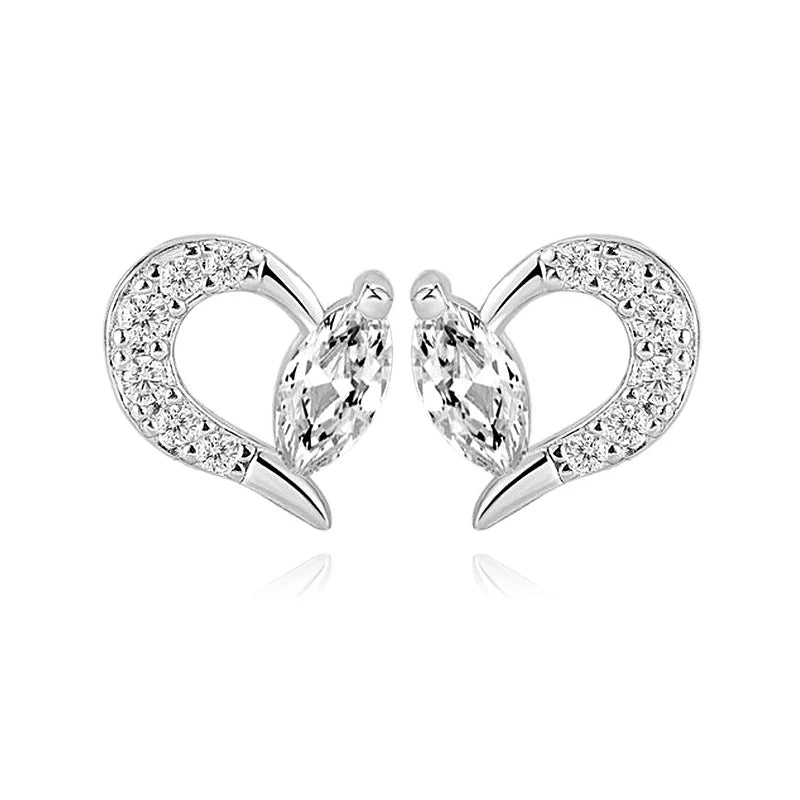Boucles d'Oreilles Abigaelle Cœur | Argent 925 Poinçon Certifié | Zirconium & Oxyde Blanc | Luxe & Éclat