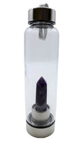 Bouteille Tadasana Pointe Améthyste | Cristal Naturel Intégré | Lithothérapie & Yoga | Hauteur 25 cm