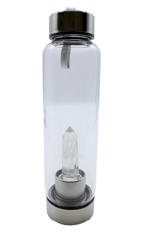 Bouteille Tadasana Pointe Cristal de Roche | Cristal Naturel Intégré | Pureté & Amplification Énergétique | Hauteur 25 cm