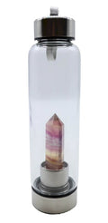 Bouteille Tadasana Pointe Fluorite Multicolore | Cristal Naturel Intégré | Concentration & Équilibre Mental | Hauteur 25 cm