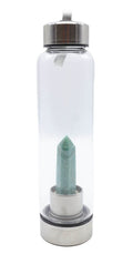 Bouteille Tadasana Pointe Amazonite | Cristal Naturel Intégré | Lithothérapie & Yoga | Hauteur 25 cm