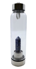 Bouteille Tadasana Pointe Sodalite | Cristal Naturel Intégré | Logique & Paix Mentale | Hauteur 25 cm