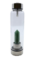 Bouteille Tadasana Pointe Aventurine Verte | Cristal Naturel Intégré | Chance & Prospérité | Hauteur 25 cm