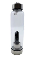 Bouteille Tadasana Pointe Obsidienne Noire | Cristal Naturel Intégré | Protection Absolue & Ancrage | Hauteur 25 cm