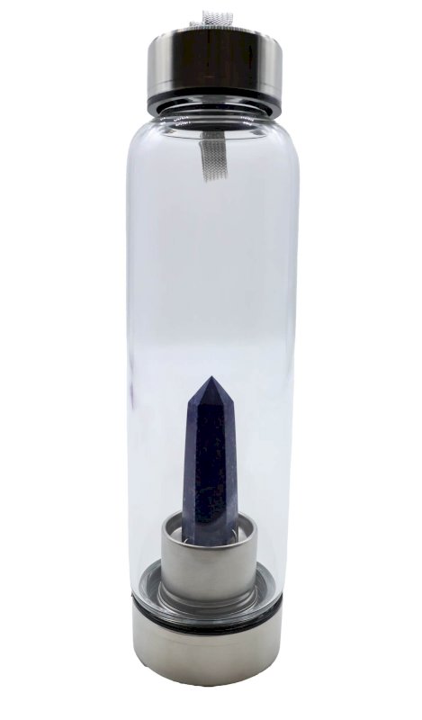 Bouteille Tadasana Pointe Lapis Lazuli | Cristal Naturel Intégré | Sagesse & Vérité | Hauteur 25 cm