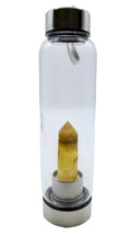 Bouteille Tadasana Pointe Fluorite Jaune | Cristal Naturel Intégré | Joie & Confiance en Soi | Hauteur 25 cm