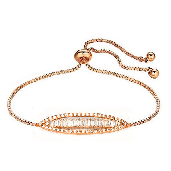 * Bracelet Luxe Serti Or Rose Ovale – Diamants CZ | Collection Alchimie