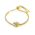 * Bracelet Souple Fin Petites Fleurs Ciselées Strass Doré – Plaqué Or | Alchimie Concept France