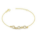 * Bracelet Femme Trio Diamant CZ Doré – 3 Zirconiums Sertis Main | Plaqué Or 1 Micron
