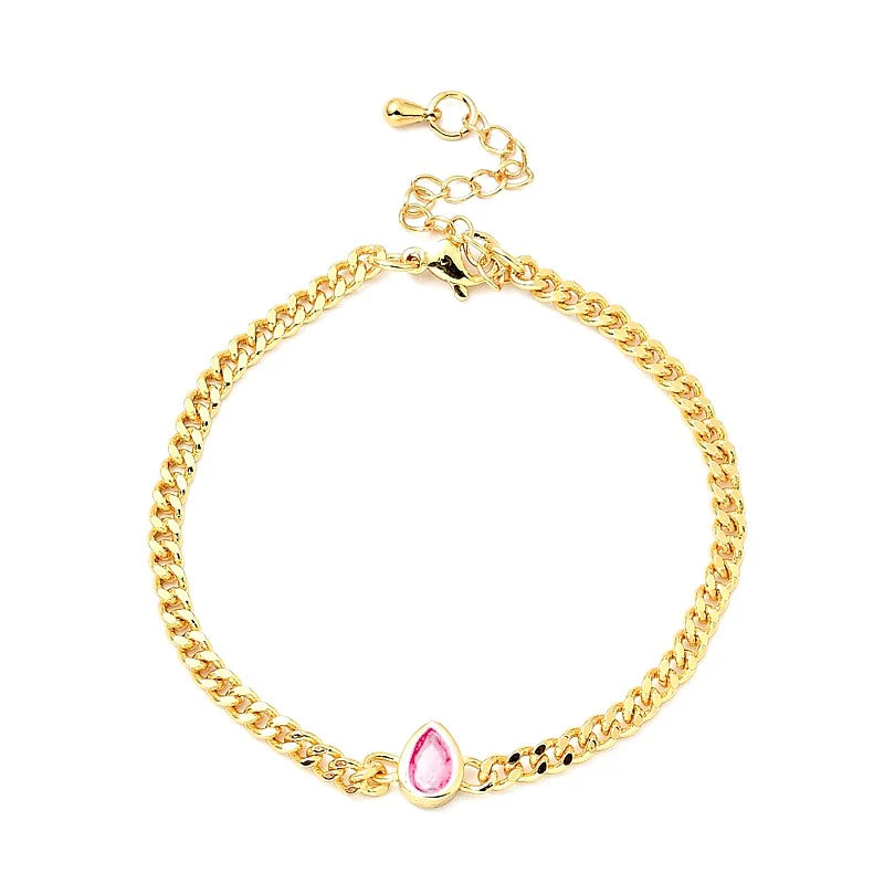 * Bracelet Femme Doré Pendant Rose – Plaqué Or 1 Micron