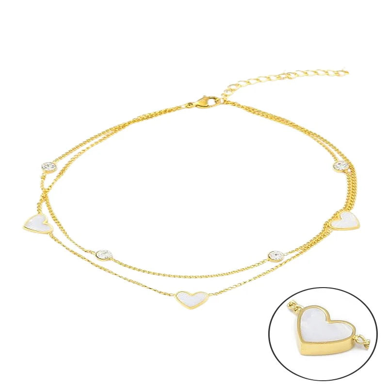 * Bracelet Femme Souple 3 Breloques Cœur Doré Or 18K – Plaqué Or 1 Micron Premium | Bijou Élégant