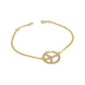 * Bracelet Souple Peace and Love Strass Doré – Cercles Symboles | Alchimie Concept France