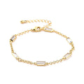 * Bracelet Femme Souple Doré Plaqué Or 1 Micron — Diamant CZ Rectangle 18+3 cm