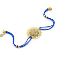 * Bracelet Cordon Bleu Rosace Strass Dorée – Zirconiums Brillants | Alchimie Concept France