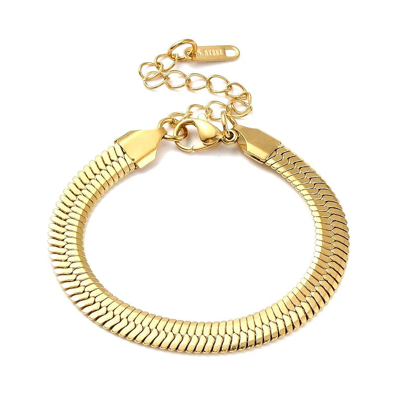 * Bracelet Femme Maille Chevron 6mm Doré Zirconiums & Émail Jaune – Plaqué Or 1 Micron | Bijou Élégant