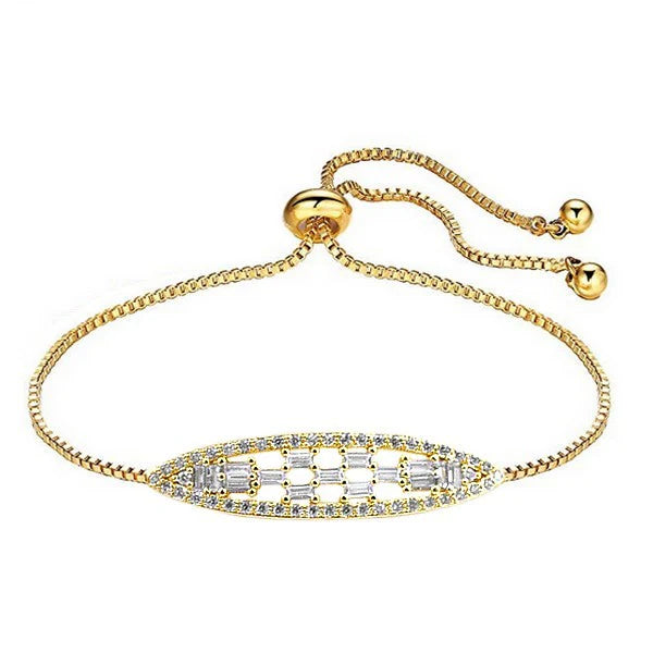 * Bracelet Luxe Serti Main Doré – Plaque Ovale Diamants CZ | Alchimie Concept France
