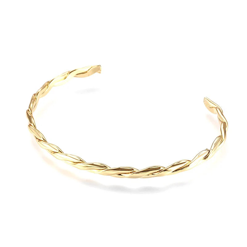 * Bracelet Manchette Jonc Femme Doré – Plaqué Or 1 Micron Premium | Bijou Moderne Élégant